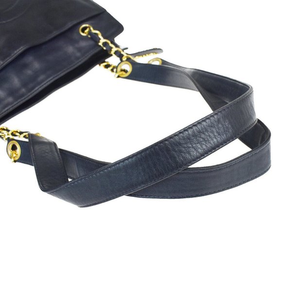 CHANEL CC Chain Shoulder Bag Leather Navy Blue Ita - Picture 9 of 10